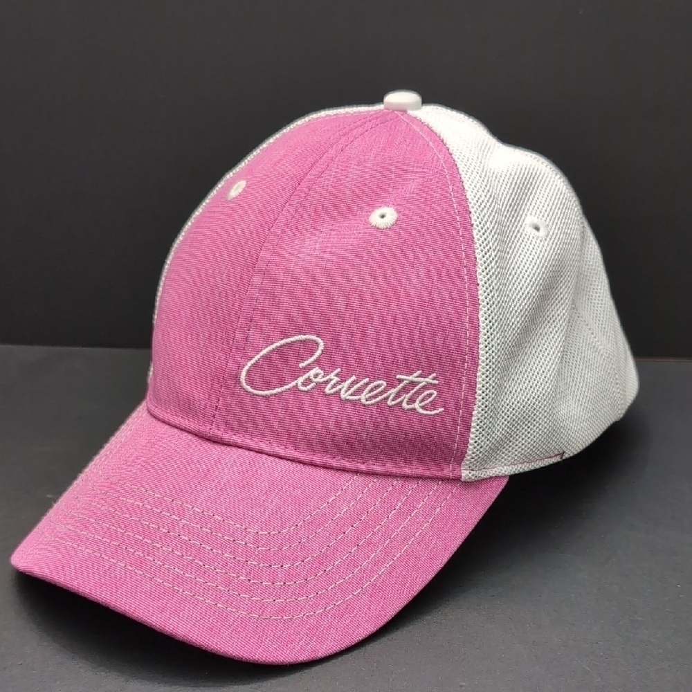 Fast Eddie, Corvette Woman's Pink/White Mesh, Snapback Hat.